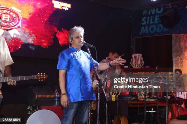 Members of Indian Ocean band perform at BP-FLYP@MTV Café, Connaught Place, on June 22, 2018 in New Delhi, India. FLYP@MTV aims at organising one of...