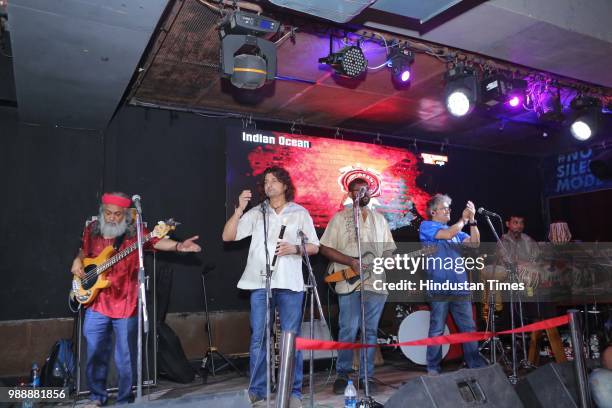 Members of Indian Ocean band perform at BP-FLYP@MTV Café, Connaught Place, on June 22, 2018 in New Delhi, India. FLYP@MTV aims at organising one of...