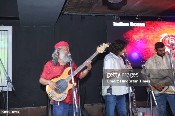 Members of Indian Ocean band perform at BP-FLYP@MTV Café, Connaught Place, on June 22, 2018 in New Delhi, India. FLYP@MTV aims at organising one of...