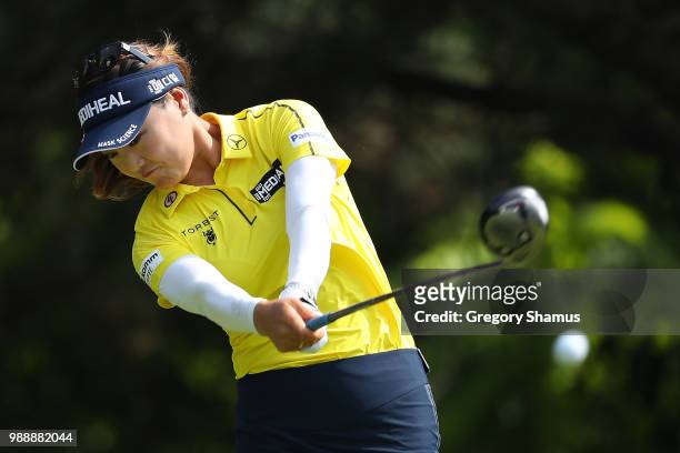 So Yeon Ryu of Korea hits her drive on the second hole during the final round of the 2018 KPMG PGA Championship at Kemper Lakes Golf Club on July 1,...