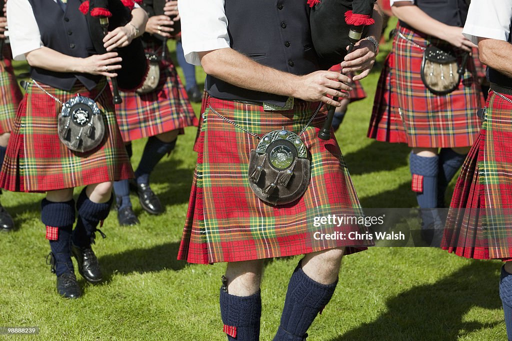 Bagpipe band, Pitlochry, Scotland