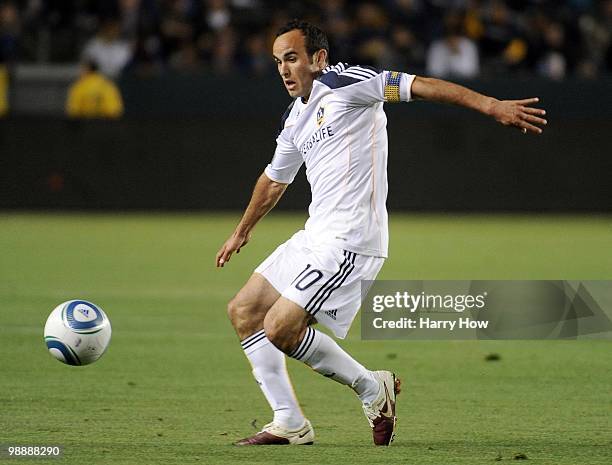 Landon Donovan of the Los Angeles Galaxy chases a ball against the Philadelphia Union during the game at the Home Depot Center on May 1, 2010 in...