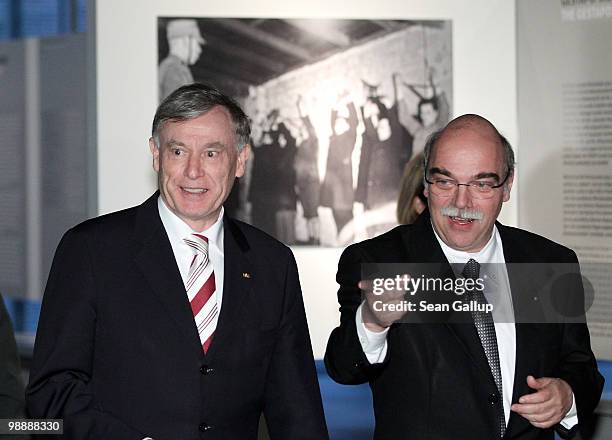 Rabbi Andreas Nachama , Director of the Topography of Terror documentation center and museum, guides German President Horst Koehler through the...