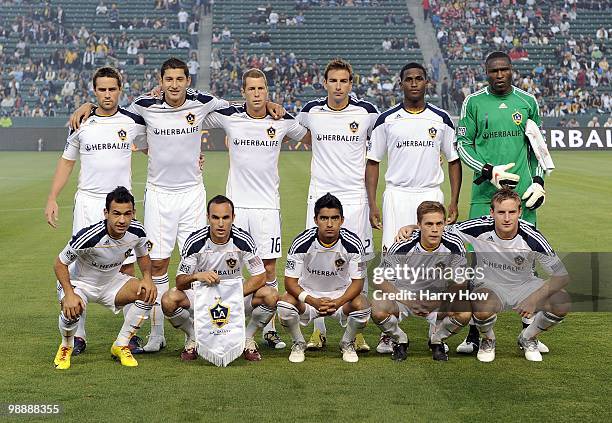 The Los Angeles Galaxy pose for a team photo before the game against the Philadelphia Union at the Home Depot Center on May 1, 2010 in Carson,...