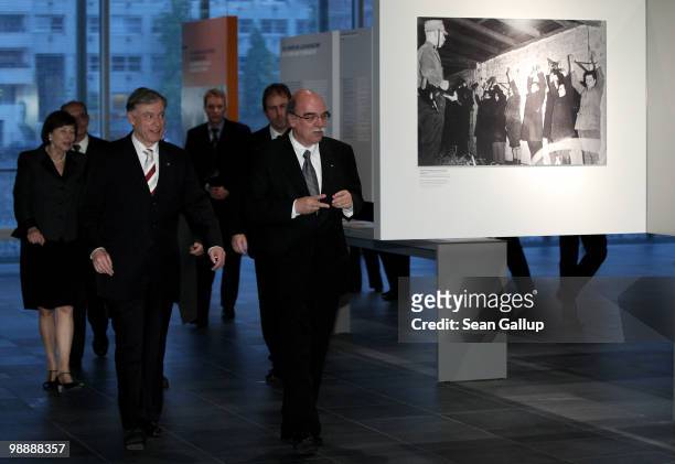 Rabbi Andreas Nachama , Director of the Topography of Terror documentation center and museum, guides German President Horst Koehler through the...