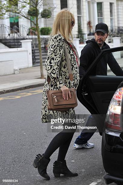 Claudia Schiffer and Matthew Vaughn seen after dropping of their child at school today on May 6, 2010 in London, England.