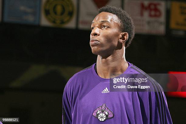 Hasheem Thabeet of the Dakota Wizards looks on during the NBA D-League game against the Albuquerque Thunderbirds on March 3, 2010 at the Bismarck...