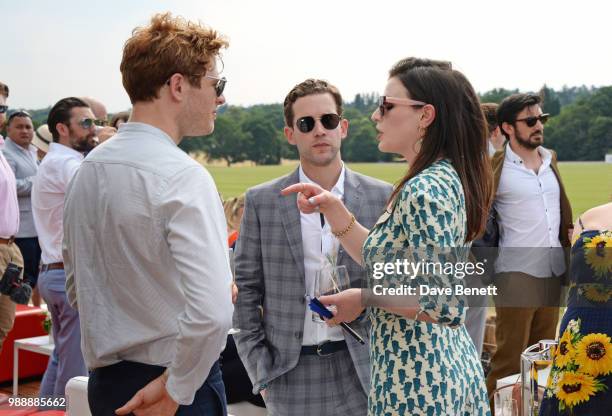 James Norton, Nick Hendrix and Aisling Bea attend the Audi Polo Challenge at Coworth Park Polo Club on July 1, 2018 in Ascot, England.