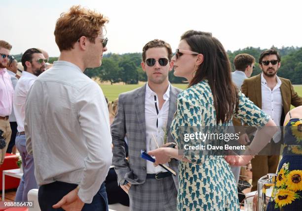 James Norton, Nick Hendrix and Aisling Bea attend the Audi Polo Challenge at Coworth Park Polo Club on July 1, 2018 in Ascot, England.