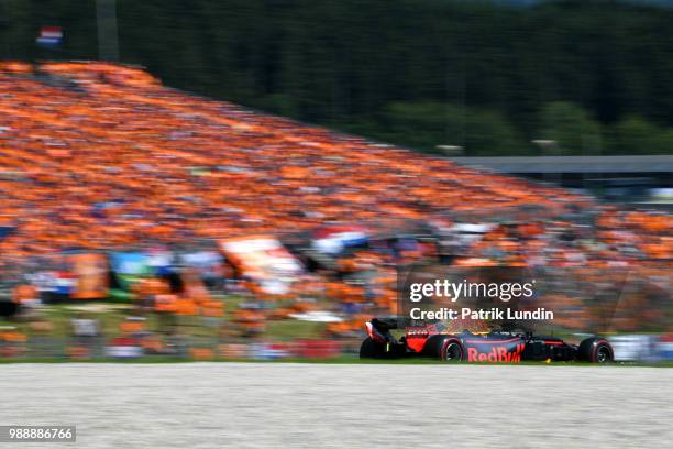 Max Verstappen of the Netherlands driving the Aston Martin Red Bull Racing RB14 TAG Heuer on track during the Formula One Grand Prix of Austria at...