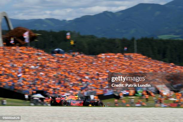 Max Verstappen of the Netherlands driving the Aston Martin Red Bull Racing RB14 TAG Heuer on track during the Formula One Grand Prix of Austria at...