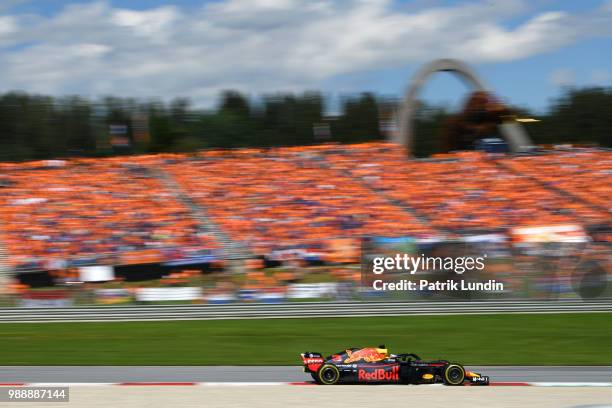 Daniel Ricciardo of Australia driving the Aston Martin Red Bull Racing RB14 TAG Heuer on track during the Formula One Grand Prix of Austria at Red...