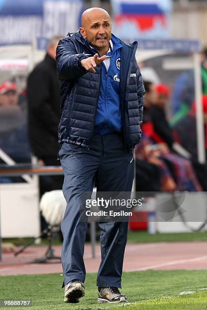 Head coach Luciano Spalletti of FC Zenit St. Petersburg gestures during the Russian Football League Championship match between FC Zenit St....