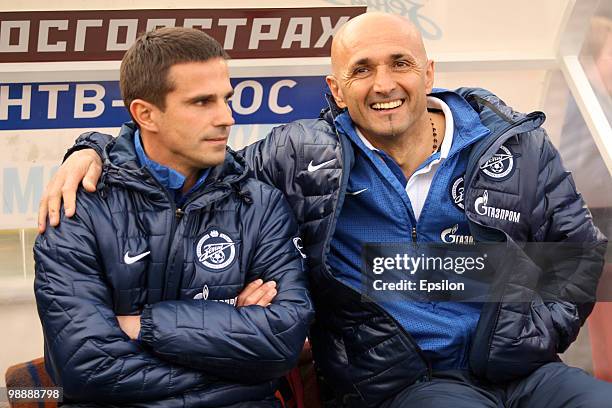 Head coach Luciano Spalletti and coach Igor Simmutenkov of FC Zenit St. Petersburg during the Russian Football League Championship match between FC...