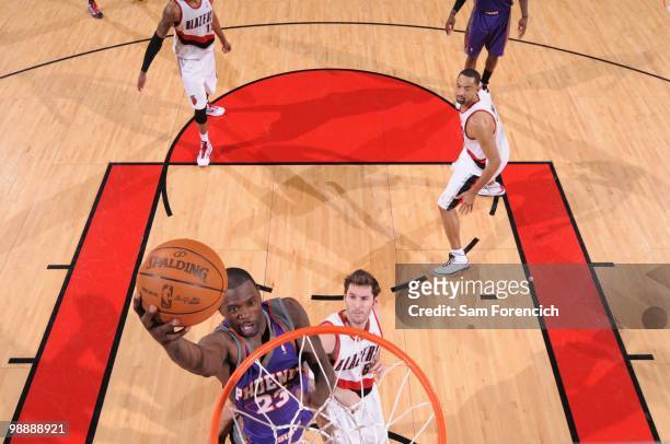 Jason Richardson of the Phoenix Suns goes up for a shot against the Portland Trail Blazers in Game Six of the Western Conference Quarterfinals during...
