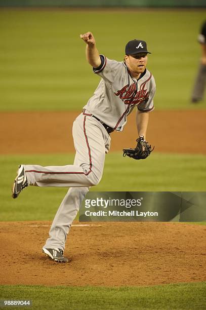 Tommy Hanson of the Atlanta Braves pitches during a baseball game against the Washington Nationals on May 5, 2010 at Nationals Park in Washington,...