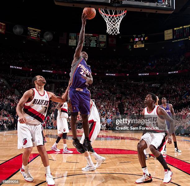 Jason Richardson of the Phoenix Suns goes up for a shot against the Portland Trail Blazers in Game Six of the Western Conference Quarterfinals during...