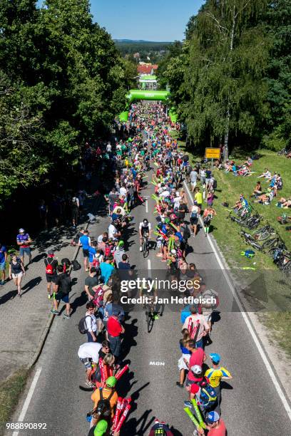 Athletes compete during the bike leg at the DATEV Challenge Roth 2018 on July 1, 2018 in Roth, Germany.