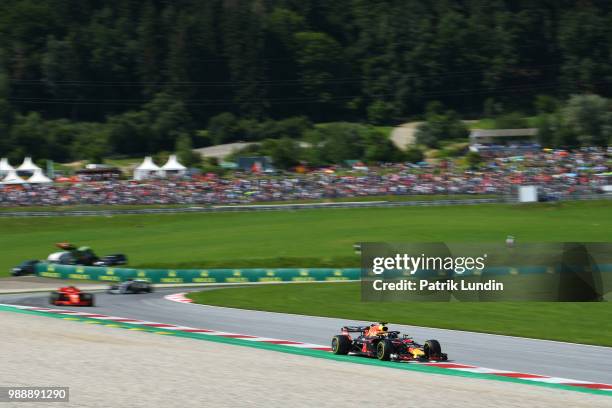 Daniel Ricciardo of Australia driving the Aston Martin Red Bull Racing RB14 TAG Heuer on track during the Formula One Grand Prix of Austria at Red...