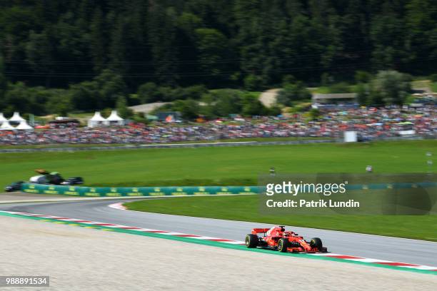 Sebastian Vettel of Germany driving the Scuderia Ferrari SF71H on track during the Formula One Grand Prix of Austria at Red Bull Ring on July 1, 2018...