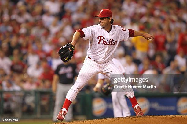 Starting pitcher Jamie Moyer of the Philadelphia Phillies delivers a pitch during a game against the New York Mets at Citizens Bank Park on May 2,...