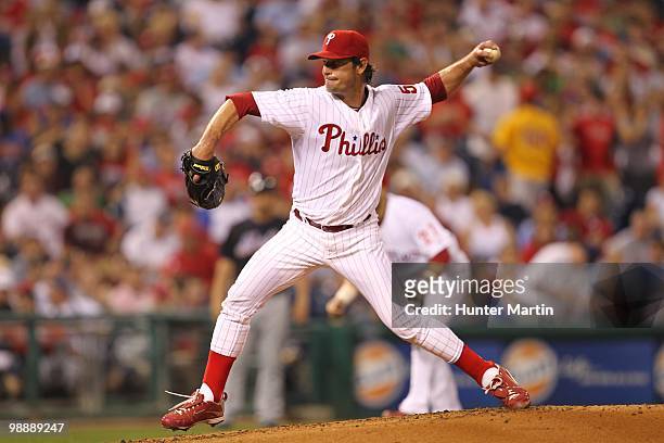 Starting pitcher Jamie Moyer of the Philadelphia Phillies delivers a pitch during a game against the New York Mets at Citizens Bank Park on May 2,...