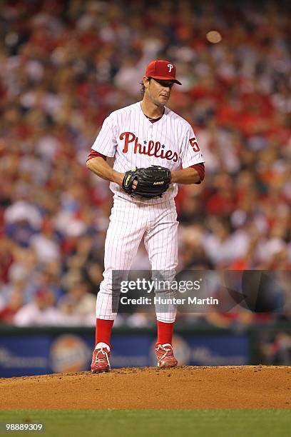 Starting pitcher Jamie Moyer of the Philadelphia Phillies delivers a pitch during a game against the New York Mets at Citizens Bank Park on May 2,...