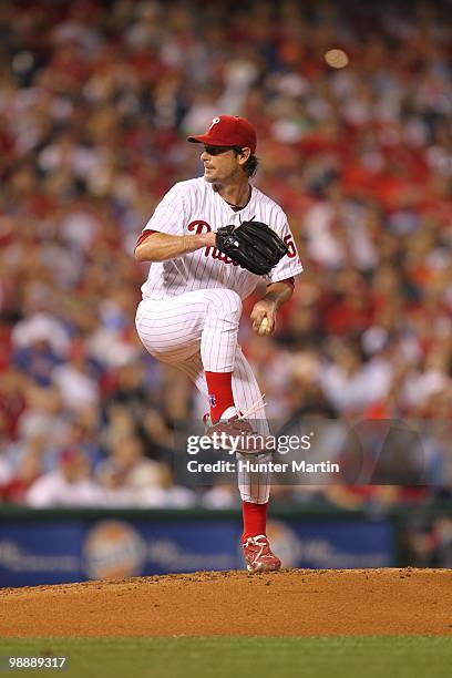 Starting pitcher Jamie Moyer of the Philadelphia Phillies delivers a pitch during a game against the New York Mets at Citizens Bank Park on May 2,...