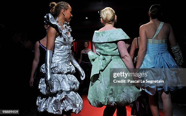 Models of the association "Tissons la Solidarite" walks down the runway at Docks en Seine on May 6, 2010 in Paris, France. Christian Lacroix...