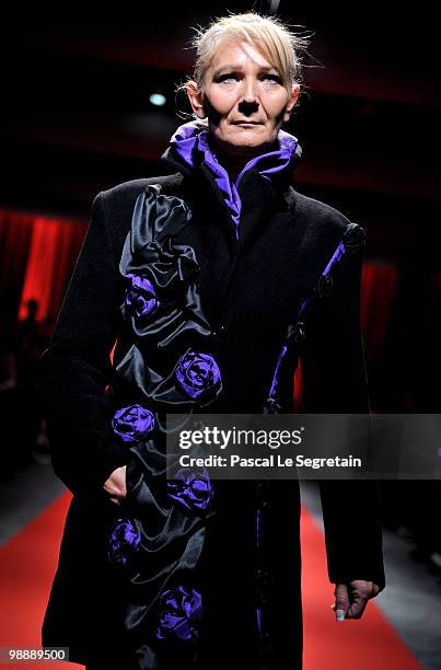 Model of the association "Tissons la Solidarite" walks down the runway at Docks en Seine on May 6, 2010 in Paris, France. Christian Lacroix sponsored...