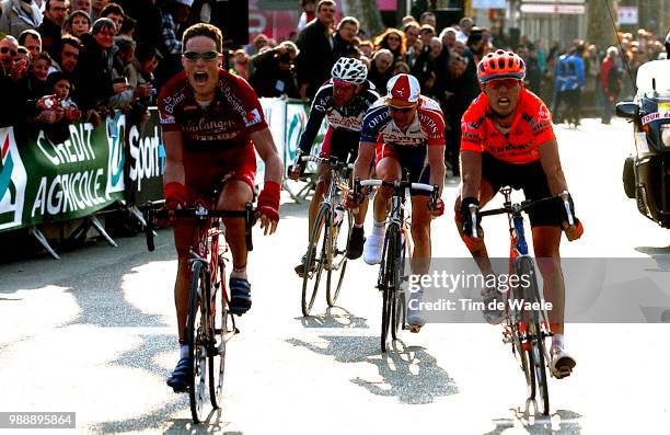 Tour Du Haut Var 2003, Sprint, Joie, Celebration, Vreugde, Chavanel Sylvain, Sanchez Samuel, Kivilev Andrei, Goubert Stã©Phane,