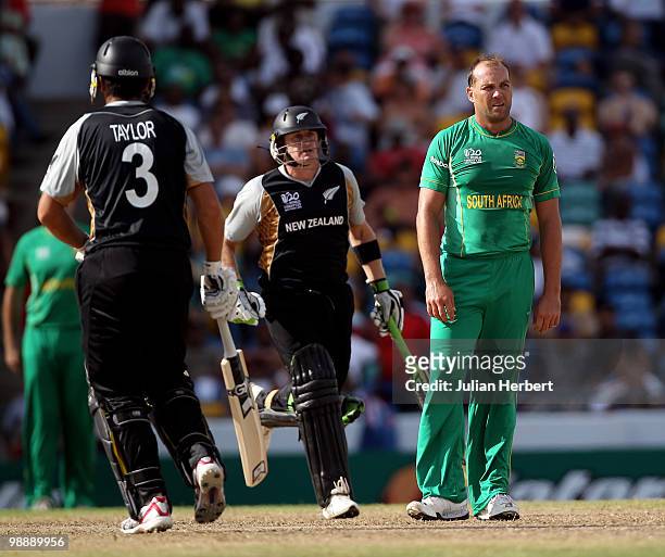 Jacques Kallis of South Africa looks despondent as runs are scored of his bowling during The ICC World Twenty20 Super Eight match between South...