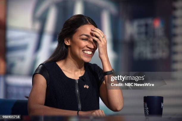 Pictured: Alexandria Ocasio-Cortez, Democratic Nominee for New York's 14th Congressional District, appears on "Meet the Press" in Washington, D.C.,...