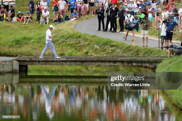 Justin Thomas of The USA putts walks off the 18th hole during day four of the HNA Open de France at Le Golf National on July 1, 2018 in Paris, France.