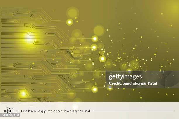 abstract futuristic circuit board, high computer technology dark yellow background - processor eps stock illustrations