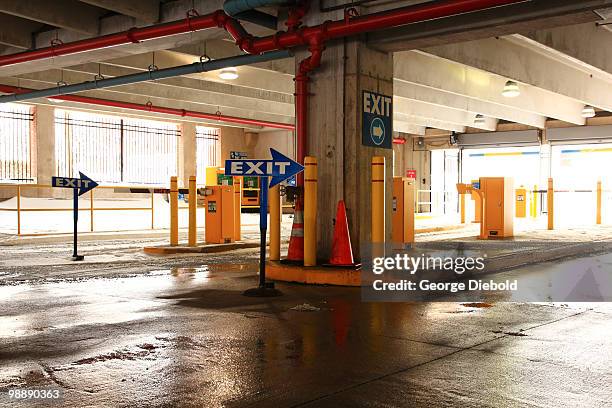 entrance to indoor parking garage - montclair stock-fotos und bilder