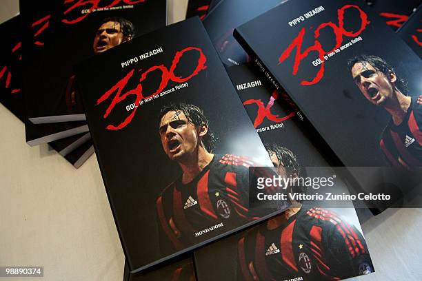 Copies of 300 Gol are displayed during the 300 Gol Book Launch held at Mondadori Multicenter on May 6, 2010 in Milan, Italy.