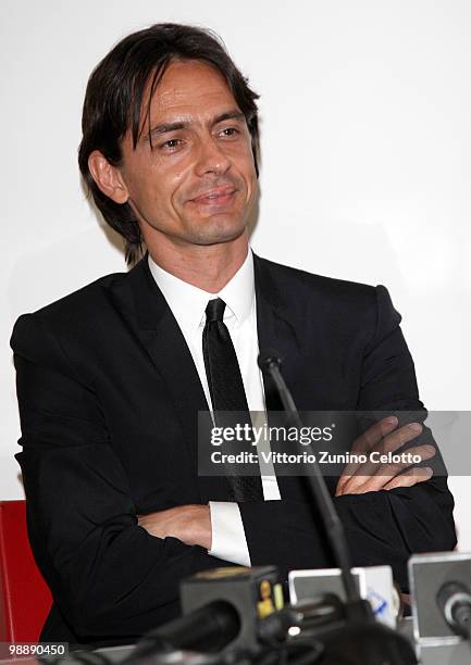 Milan Forward Filippo Inzaghi attends the 300 Gol Press Conference held at Mondadori Multicenter on May 6, 2010 in Milan, Italy.