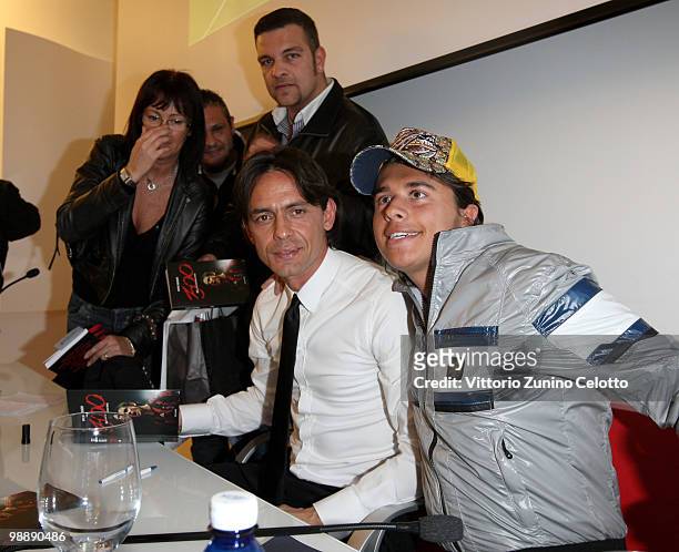 Milan Forward Filippo Inzaghi signs a book during the 300 Gol Book Launch held at Mondadori Multicenter on May 6, 2010 in Milan, Italy.