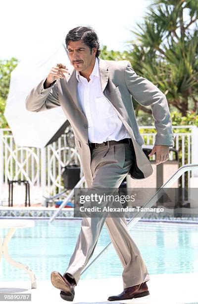 Paulo Cesar Quevedo is seen on the set of "Hotel South Beach Caliente" on May 6, 2010 in Miami Beach, Florida.