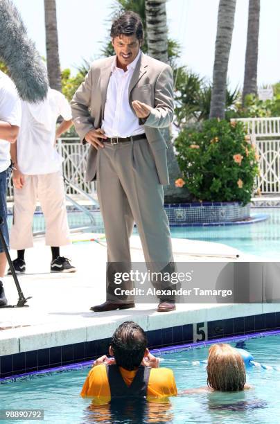 Paulo Cesar Quevedo is seen on the set of "Hotel South Beach Caliente" on May 6, 2010 in Miami Beach, Florida.