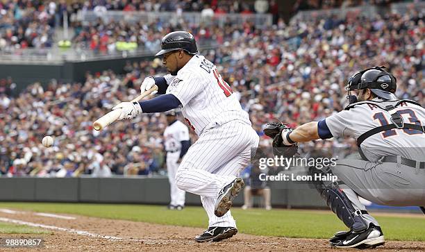 Alexi Casilla of the Minnesota Twins bats in the second inning during the game against the Detroit Tigers on May 5, 2010 at Target Field in...