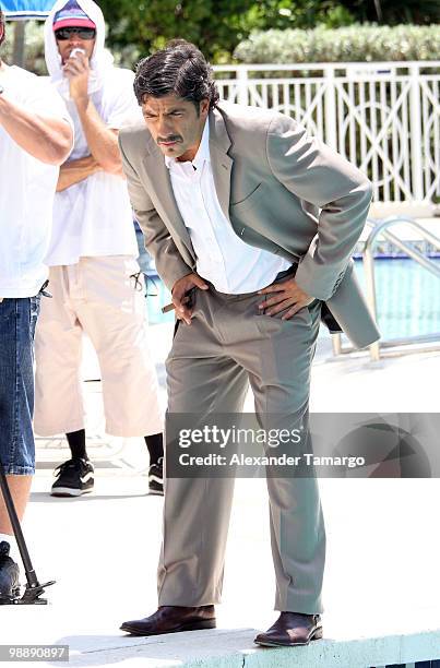 Paulo Cesar Quevedo is seen on the set of "Hotel South Beach Caliente" on May 6, 2010 in Miami Beach, Florida.