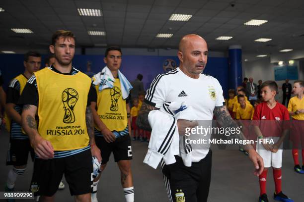 Argentina manager Jorge Sampaoli looks on in the tunnel before the 2018 FIFA World Cup Russia Round of 16 match between France and Argentina at Kazan...