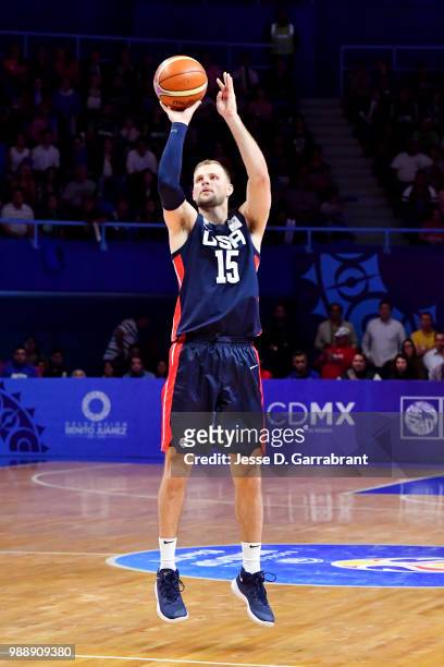 Taylor Braun of USA shoots the ball against Mexico on June 28, 2018 at Palacio de Los Deportes in Mexico City, Mexico. NOTE TO USER: User expressly...
