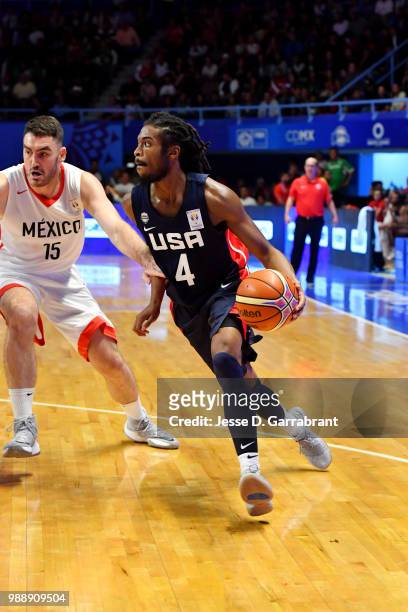 Marcus Thornton of USA handles the ball against Mexico on June 28, 2018 at Palacio de Los Deportes in Mexico City, Mexico. NOTE TO USER: User...