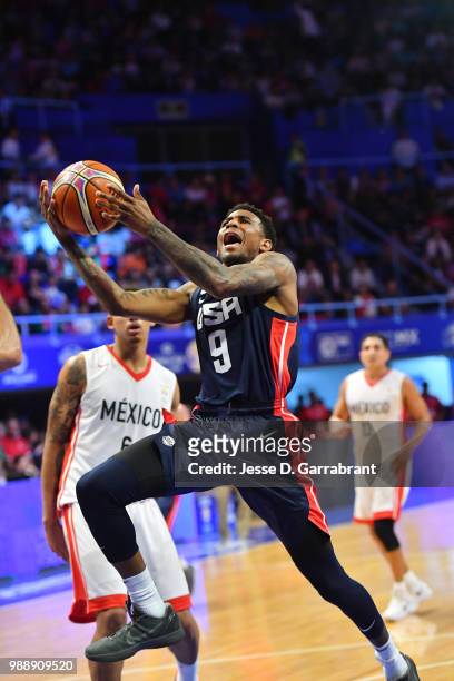 Xavier Munford of USA shoots the ball against Mexico on June 28, 2018 at Palacio de Los Deportes in Mexico City, Mexico. NOTE TO USER: User expressly...