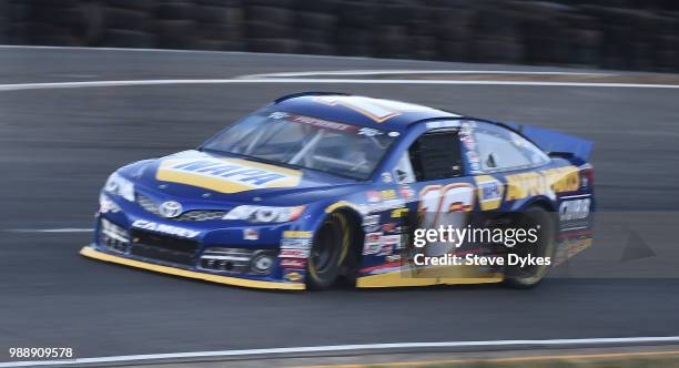 Derek Kraus races around the track on his way to winning the Clint Newell Toyota 150 presented by NAPA Auto Parts for the NASCAR K&N West Series at...