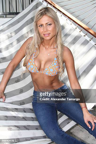 Alejandra Pinzon is seen on the set of "Hotel South Beach Caliente" on May 6, 2010 in Miami Beach, Florida.