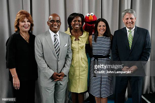 Pat Harrison, Deborah Roberts, Al Roker, , Elmo, Jean Chatzky and Gary Knell attends the screening of "Families Stand Together: Feeling Secure in...